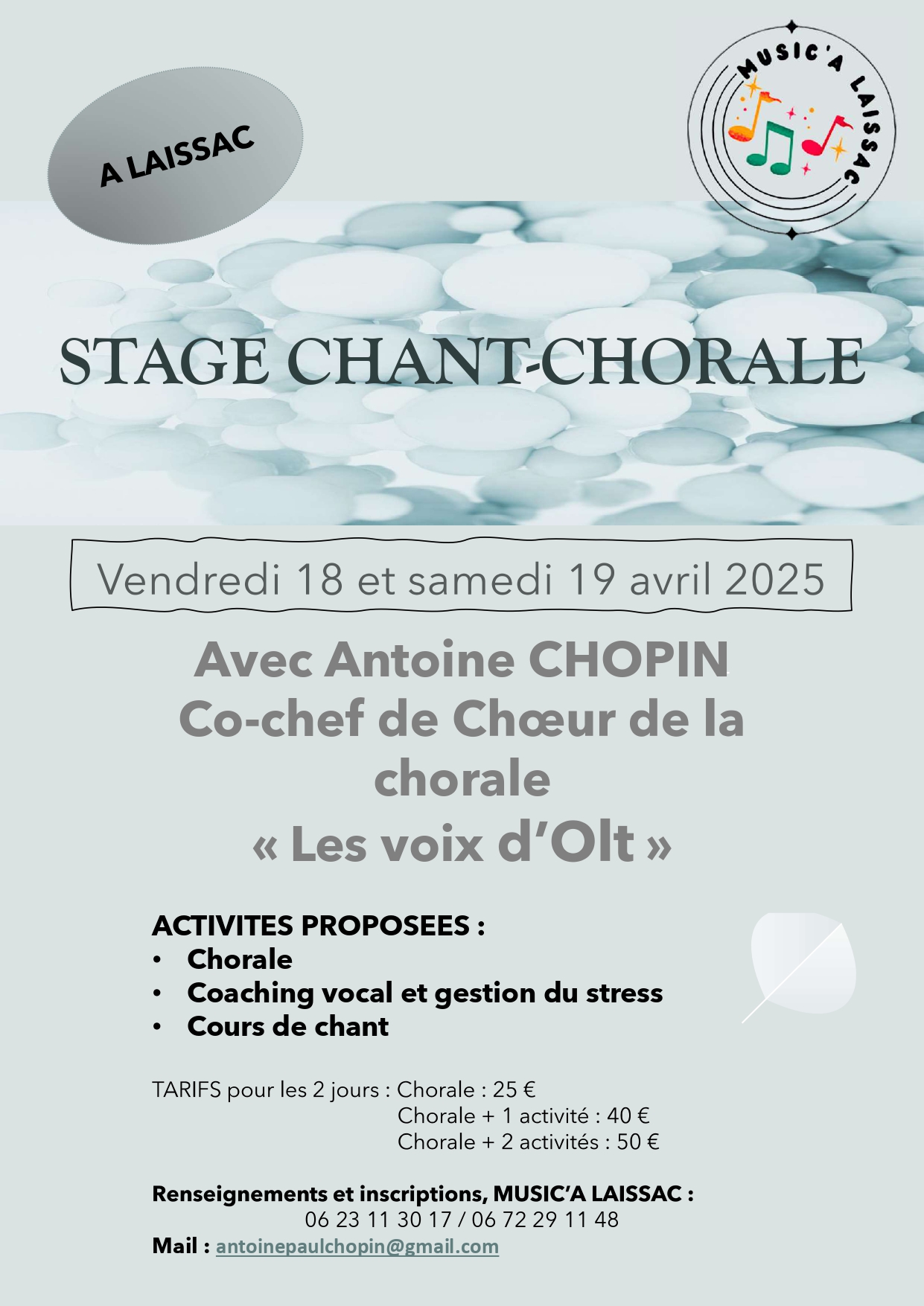 Lire la suite à propos de l’article Stage de chant choral à Laissac