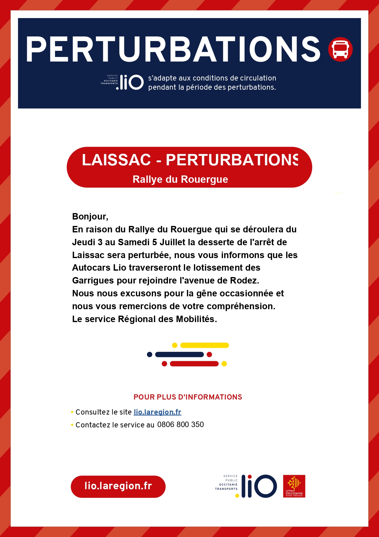 Lire la suite à propos de l’article Réseau LIO, perturbation desserte ligne Laissac – Rallye du Rouergue