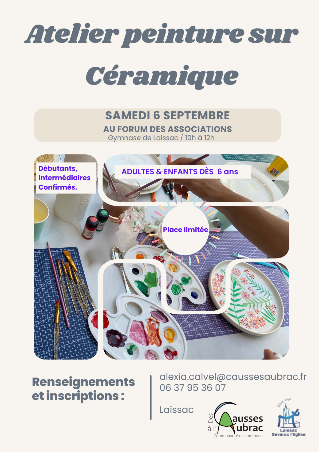 Lire la suite à propos de l’article Atelier peinture sur céramique – Rentrée des associations