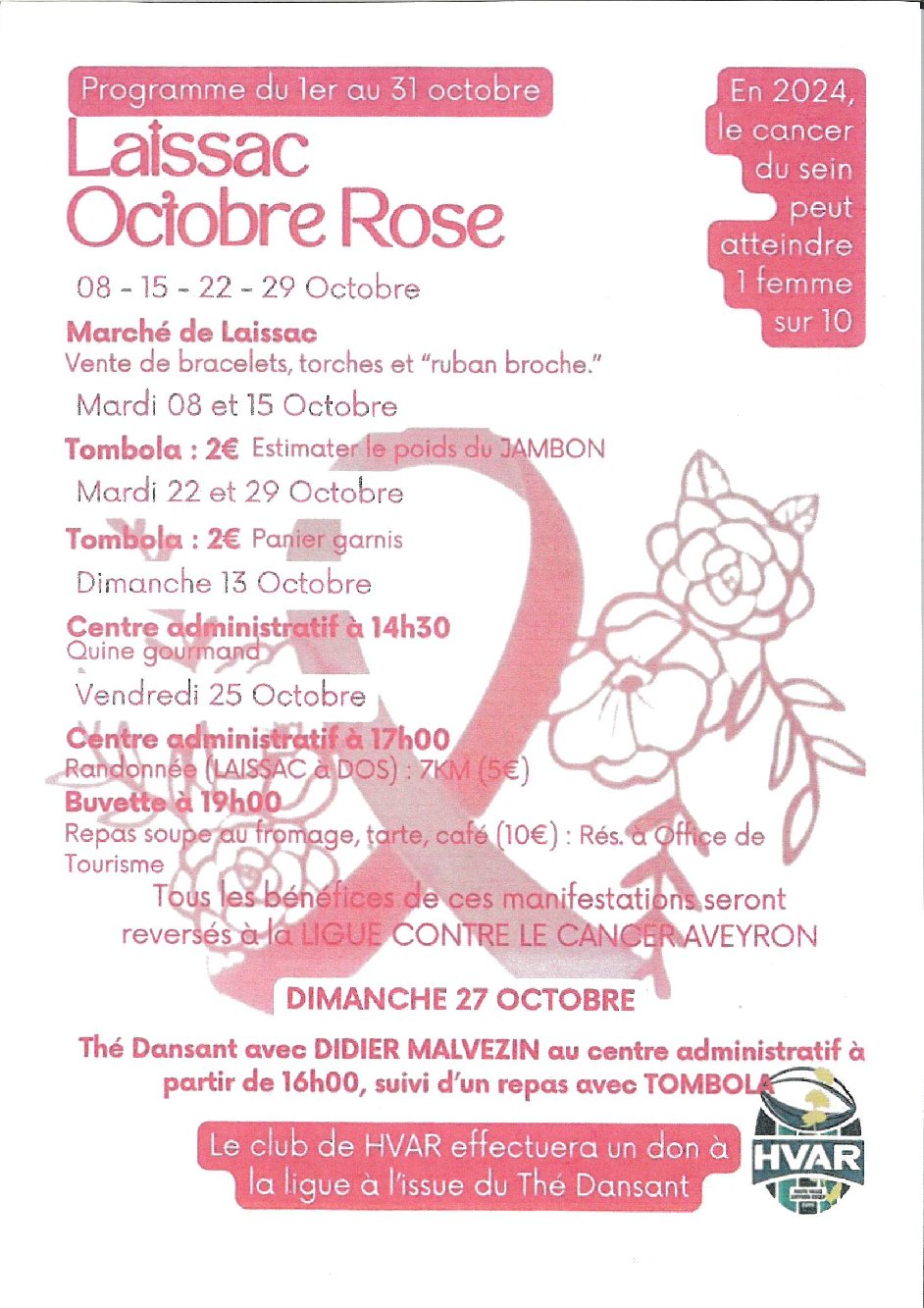 Lire la suite à propos de l’article Animations caritatives avec Octobre Rose à Laissac