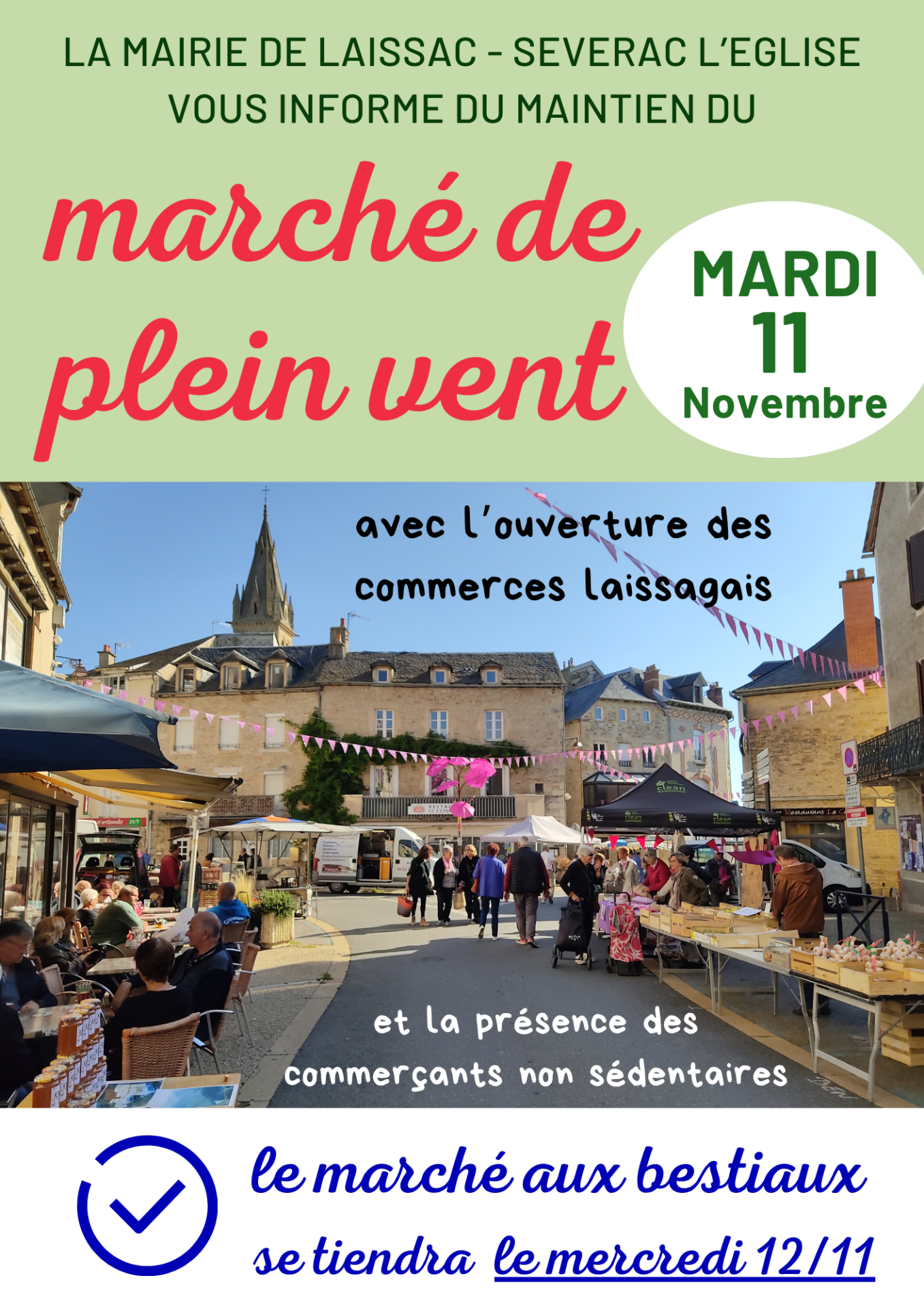 Lire la suite à propos de l’article Marché de plein vent le mardi 11 novembre