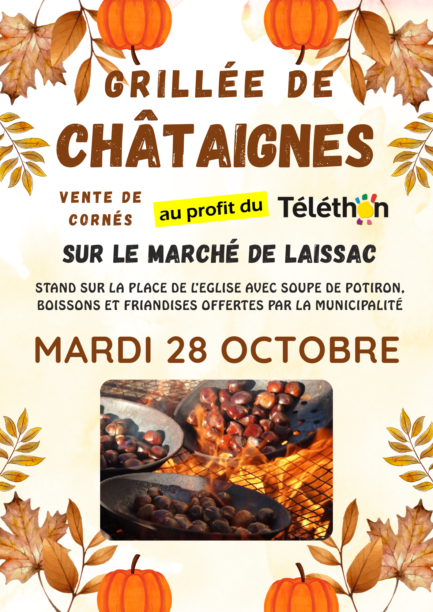 Lire la suite à propos de l’article Stand grillée de châtaignes au profit du Téléthon