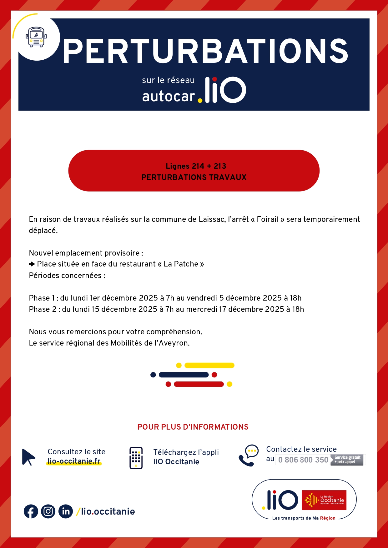 Lire la suite à propos de l’article Infos travaux circulation lignes de bus